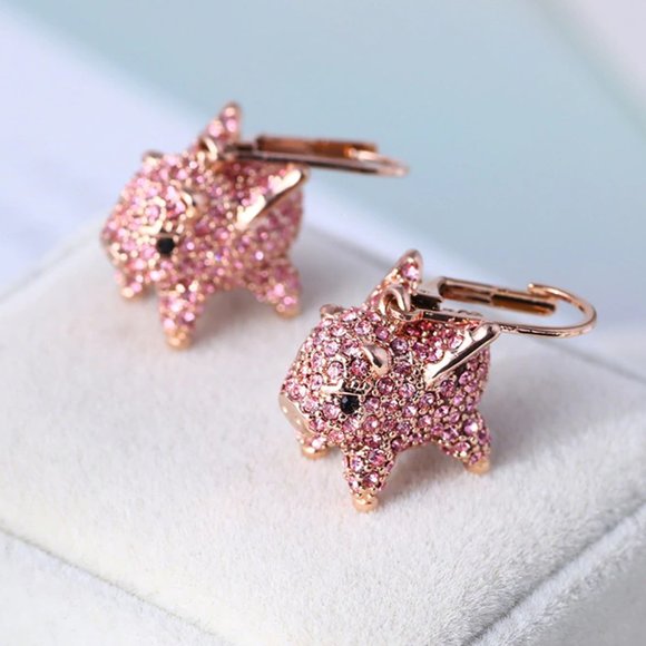 Kate Spade Imagination Pavé Pig Earrings (12k Gold-Plated) (NEW)